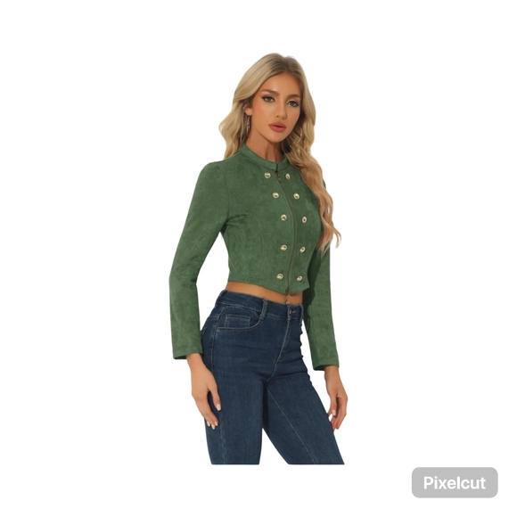 Allegra K Jackets & Blazers - NWOT Size Small Allegra K Green Faux Suede Cropped Jacket